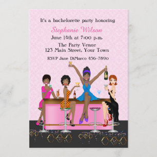 Bachelorette Girl's Night Out, African American Invitation