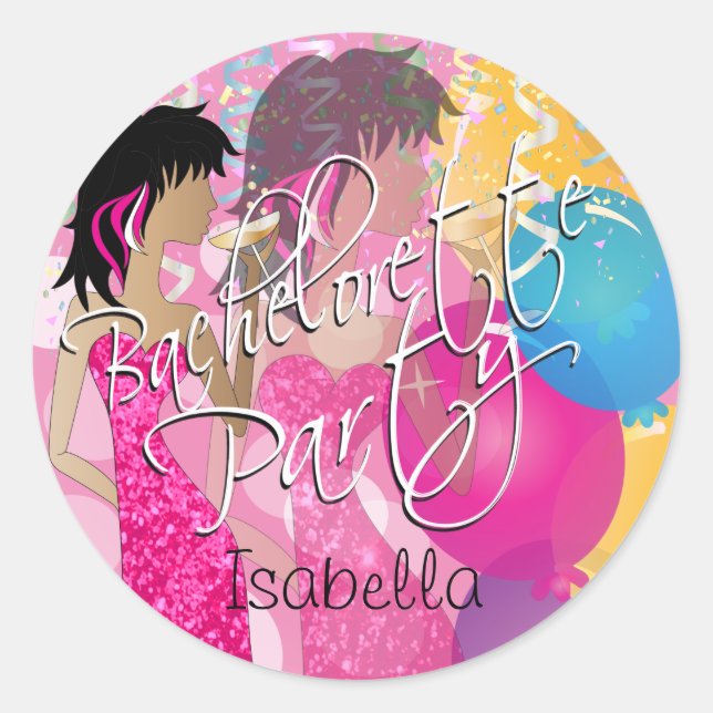 Bachelorette Girls Night Out - Pink Classic Round  Classic Round Sticker (Front)