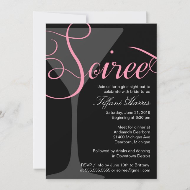 Bachelorette Girls Night Out Soiree Invitation (Front)