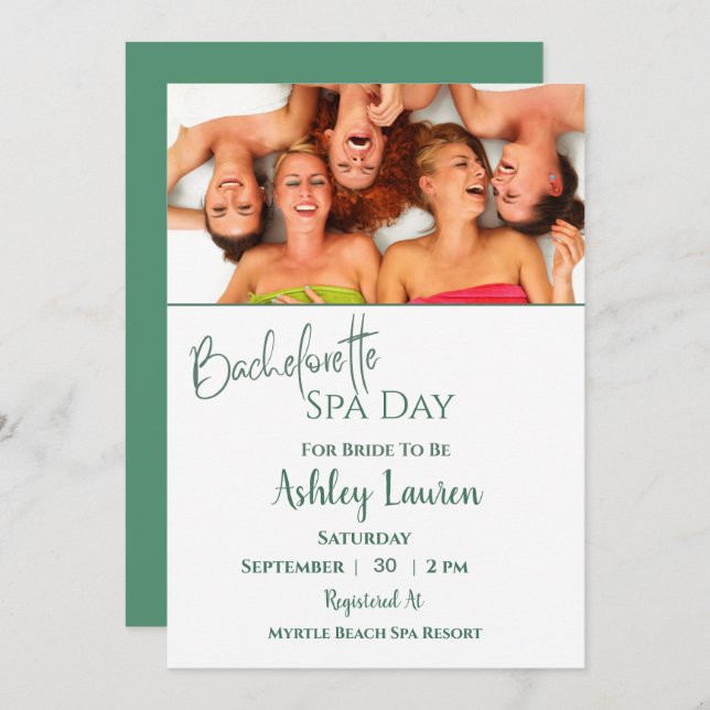 Bachelorette Girls Spa Invitation (Front/Back)