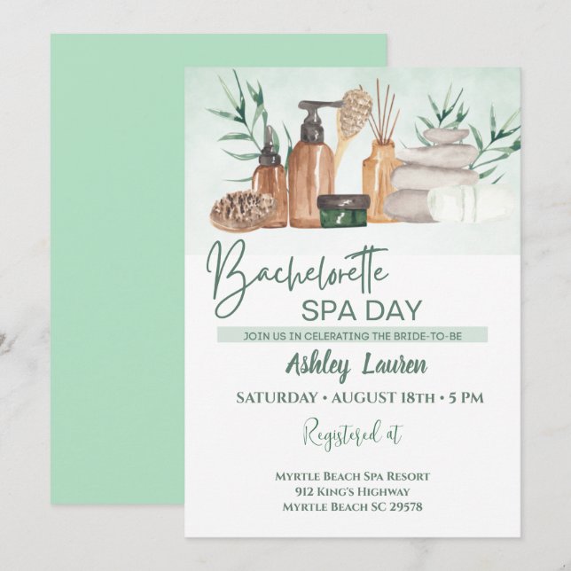 Bachelorette Girls Spa Invitation (Front/Back)