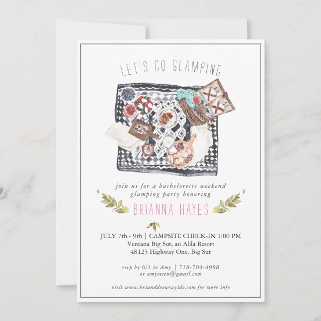 Bachelorette Glamping Camping Weekend Invitation (Front)