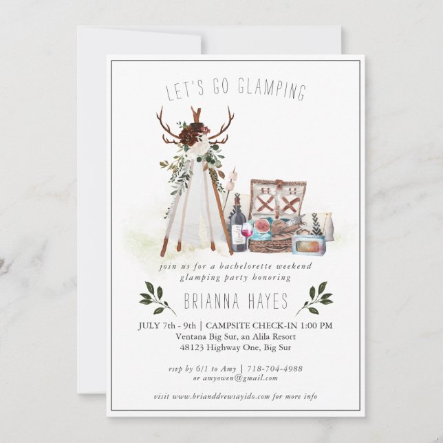 Bachelorette Glamping Camping Weekend Invitation (Front)