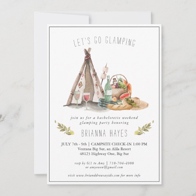 Bachelorette Glamping Camping Weekend Invitation (Front)