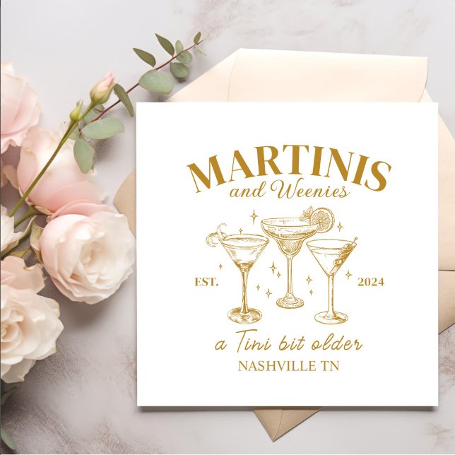 Bachelorette Gold Cocktails Martinis And Weenies Napkin (Creator Uploaded)