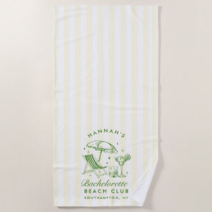 Bachelorette Green & Yellow Custom Modern  Beach Towel