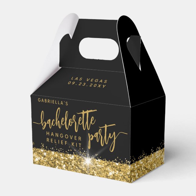 Bachelorette Hangover Kit Chic Black Gold  Favour Box (Front Side)