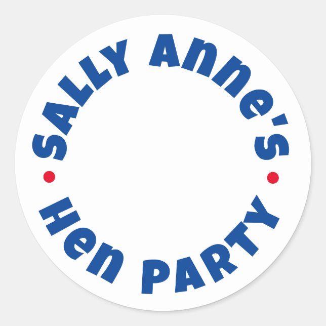 Bachelorette Hen Party Classic Round Sticker (Front)