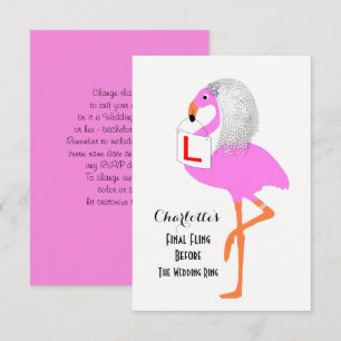 Bachelorette Hen Party Funny Pink Flamingo Bride Invitation