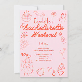 Bachelorette invitation Doodle Beach Party
