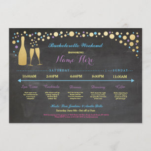 Bachelorette Itinerary Bridal Shower Chalk Invite