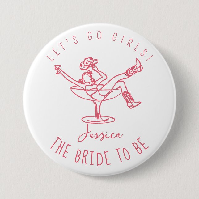 Bachelorette last rodeo scribble bride to be 7.5 cm round badge (Front)