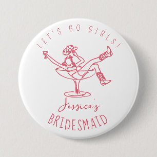 Bachelorette last rodeo scribble bridesmaid 7.5 cm round badge