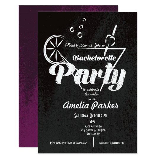 Bachelorette Martini Glass Party Invitation
