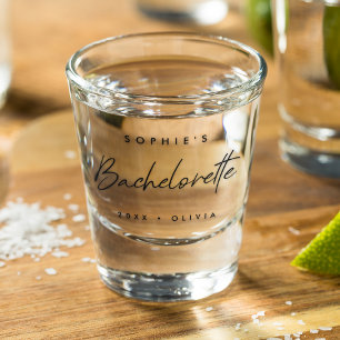 Bachelorette   Minimalist Script Modern Bridesmaid Shot Glass