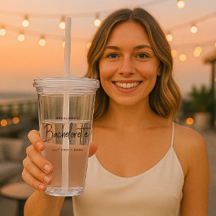 Bachelorette   Modern Minimalist Script Bridesmaid Acrylic Tumbler
