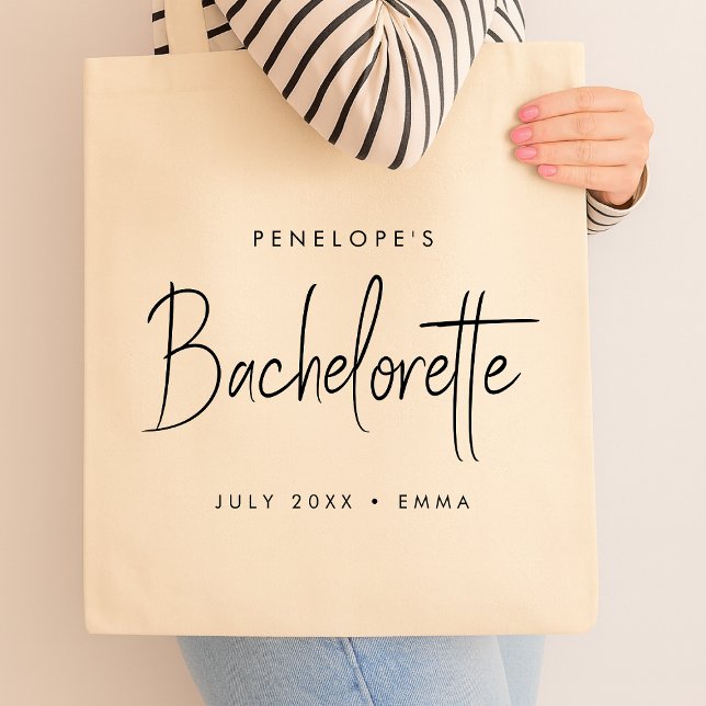 Bachelorette | Modern Minimalist Script Bridesmaid Tote Bag (Creator Uploaded)