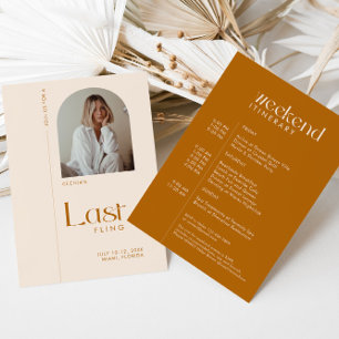 Bachelorette Modern Terracotta "Last Fling" Photo Invitation