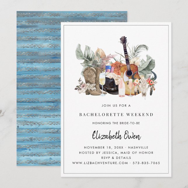 Bachelorette Nash Bash | Western Cowgirl Invitation (Front/Back)