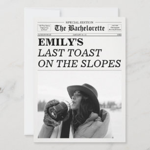 Bachelorette Newspaper Last Toast On The Slopes Invitation