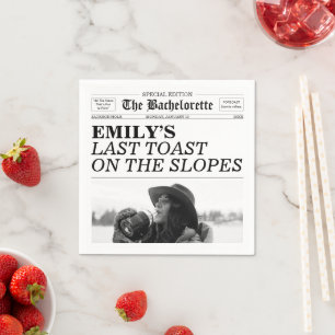 Bachelorette Newspaper Last Toast On The Slopes Napkin