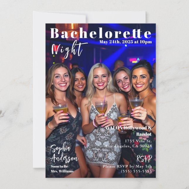 Bachelorette Night Magazine Cover Invitation (Front)