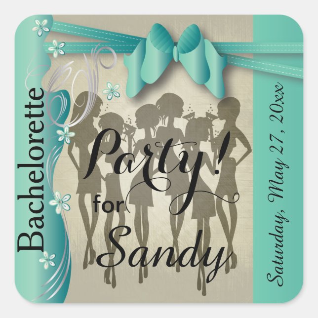 Bachelorette or Birthday Party Diva Girls - Jade Square Sticker (Front)