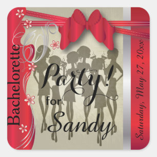 Bachelorette or Birthday Party Diva Girls - Red Square Sticker
