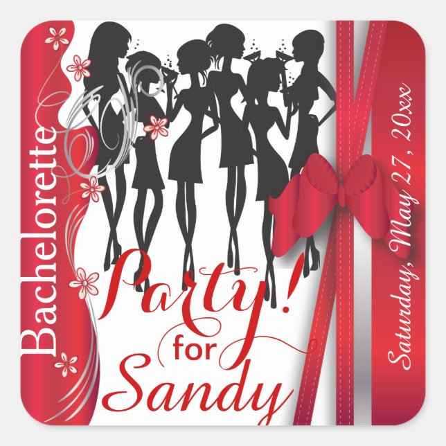 Bachelorette or Birthday Party Diva Girls Square Sticker (Front)