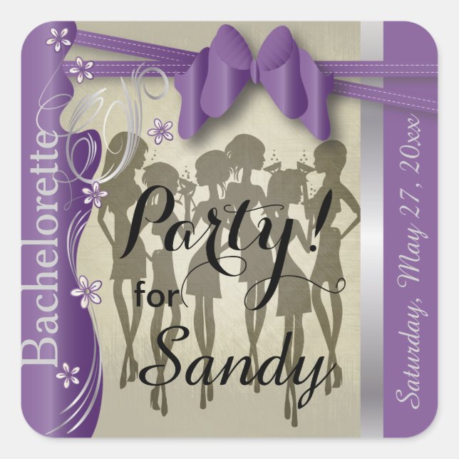 Bachelorette or Birthday Party Girls - Amethyst Square Sticker (Front)