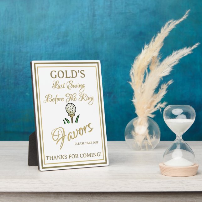 Bachelorette or Bridal Shower Favours Gold & White Plaque (Side)
