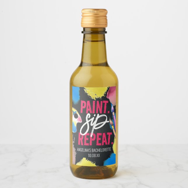 Bachelorette Paint and Sip Chalkboard Party Favour Wine Label (Front)