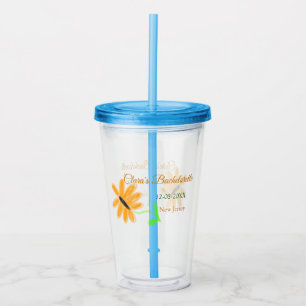 Bachelorette party add name date place sunflower  acrylic tumbler