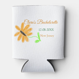 Bachelorette party add name date place sunflower can cooler