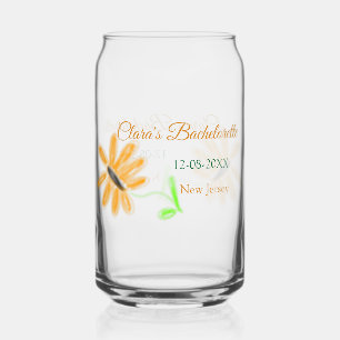 Bachelorette party add name date place sunflower  can glass