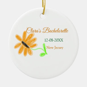 Bachelorette party add name date place sunflower ceramic tree decoration