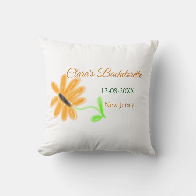 Bachelorette party add name date place sunflower  cushion (Front)