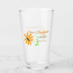 Bachelorette party add name date place sunflower  glass