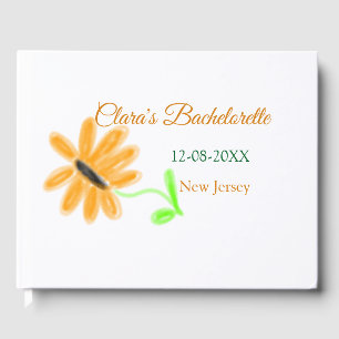 Bachelorette party add name date place sunflower  guest book