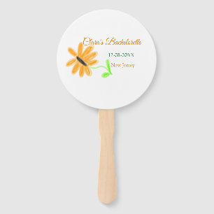 Bachelorette party add name date place sunflower  hand fan