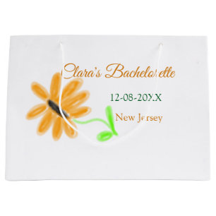 Bachelorette party add name date place sunflower  large gift bag