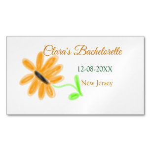Bachelorette party add name date place sunflower  	Magnetic business card