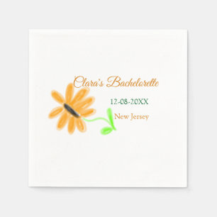Bachelorette party add name date place sunflower napkin