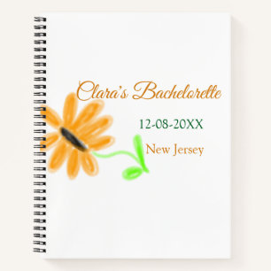 Bachelorette party add name date place sunflower  notebook