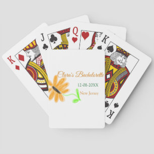 Bachelorette party add name date place sunflower playing cards