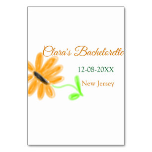 Bachelorette party add name date place sunflower table number