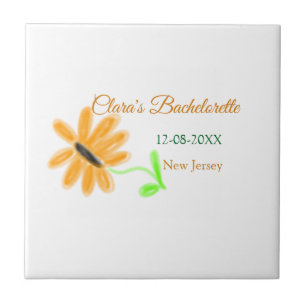 Bachelorette party add name date place sunflower  tile