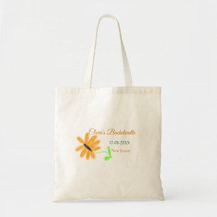 Bachelorette party add name date place sunflower  tote bag