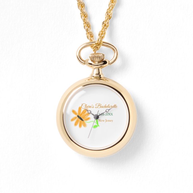 Bachelorette party add name date place sunflower  watch (Front)