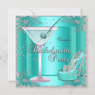 Bachelorette Party Aqua Teal Blue Turquoise Shoes Invitation